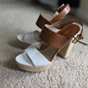 Elegant Brown and White Women's Sandals